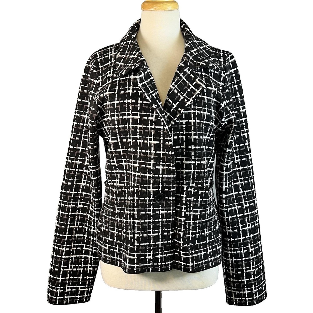 Vintage Black &‎ White Knit Blazer Y2K Grandpa Chic Eva & Paige L